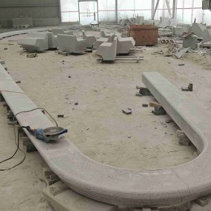 江西 芝麻白花岗岩弧形花坛石，坐凳石