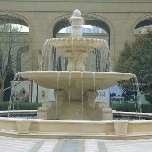 江西 黄金麻花岗岩异型加工——户外庭院石雕流水喷泉