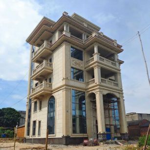 江西 黄金麻花岗岩石材别墅外墙干挂搭配（雕花栏杆花瓶柱门楼罗马柱）