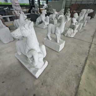 江西 芝麻白花岗岩造型立体雕刻——十二生肖