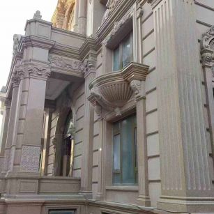 江西 黄金麻花岗岩光面别墅外墙干挂施工完成