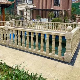 江西黄金麻花岗岩石材栏杆，扶手，将军柱，花瓶柱