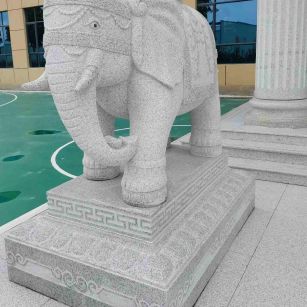 江西 白麻花岗岩动物异形石雕-大象