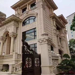 江西 黄金麻花岗岩别墅外墙干挂效果展示