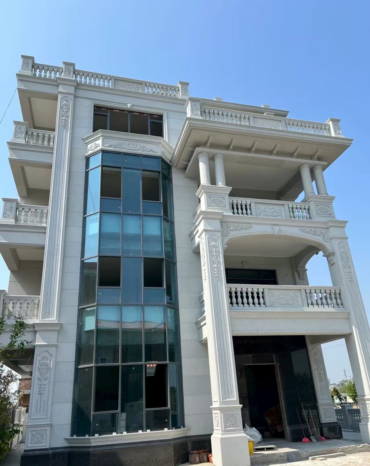 江西 白麻花岗岩别墅外墙干挂效果展示