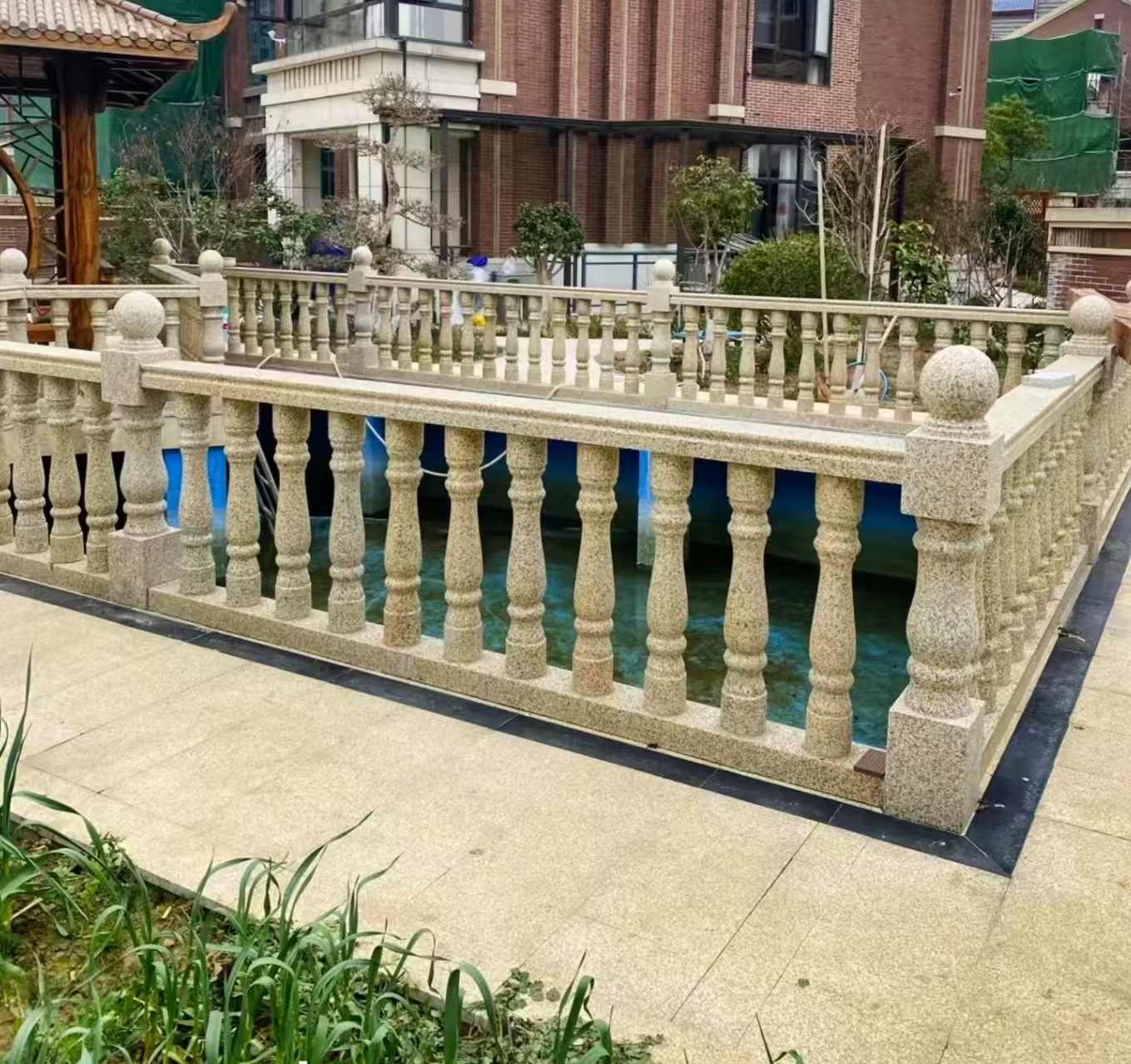 江西黄金麻花岗岩石材栏杆，扶手，将军柱，花瓶柱