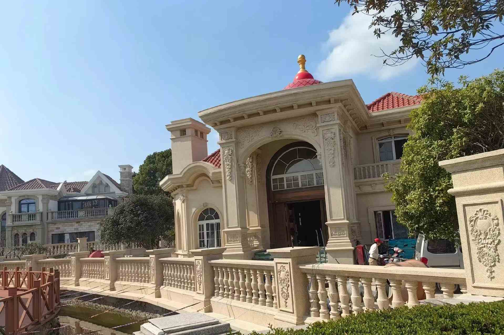 江西 黄金麻花岗岩欧式别墅