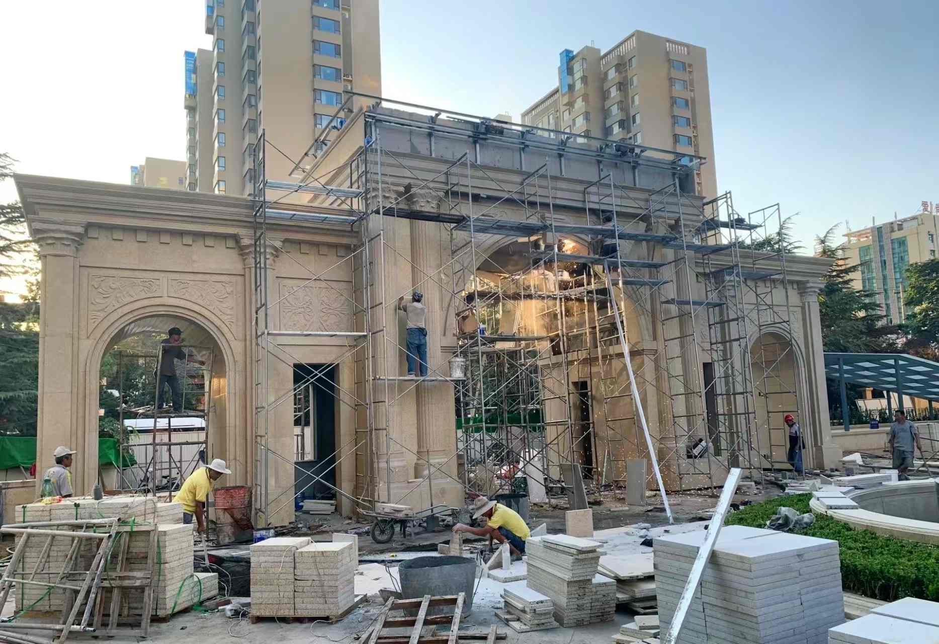 江西 黄金麻荔枝面花岗岩小区门楼外墙干挂