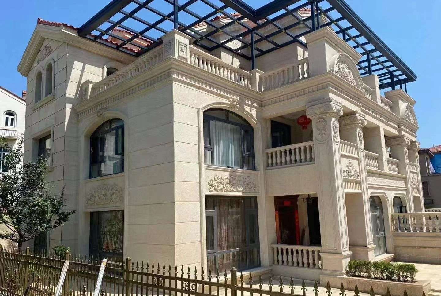 江西 黄金麻花岗岩荔枝面别墅外墙干挂